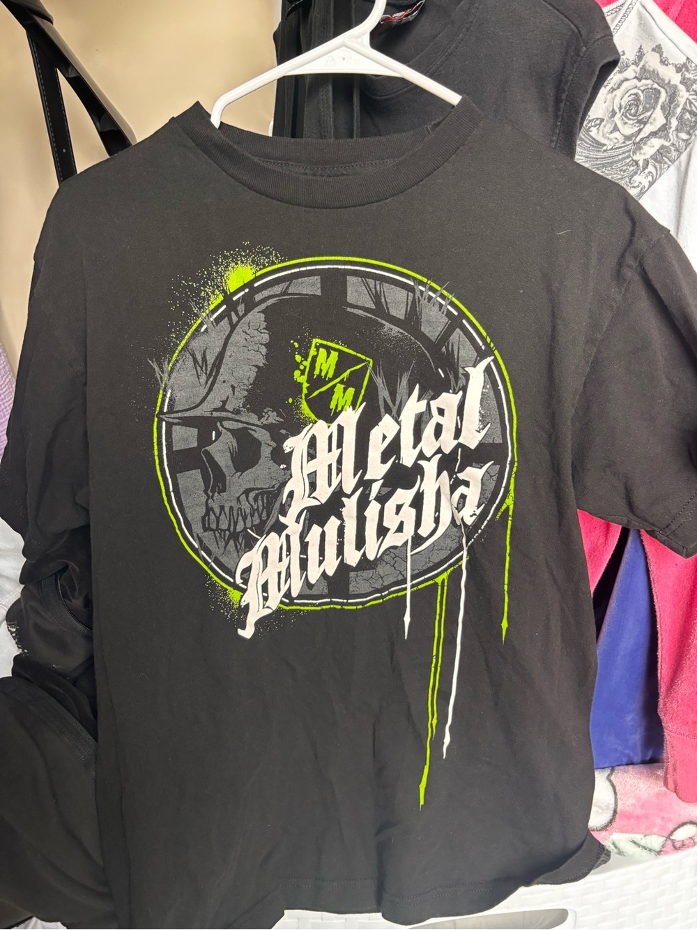 Metal Mulisha Black Tee with Neon Green Accents